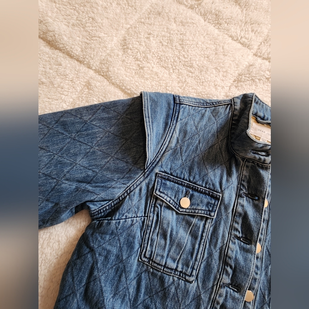Dear John Kit Quilted Cropped Denim Lady Jacket Size Large Courtney Jean Jacket - Picture 3 of 6